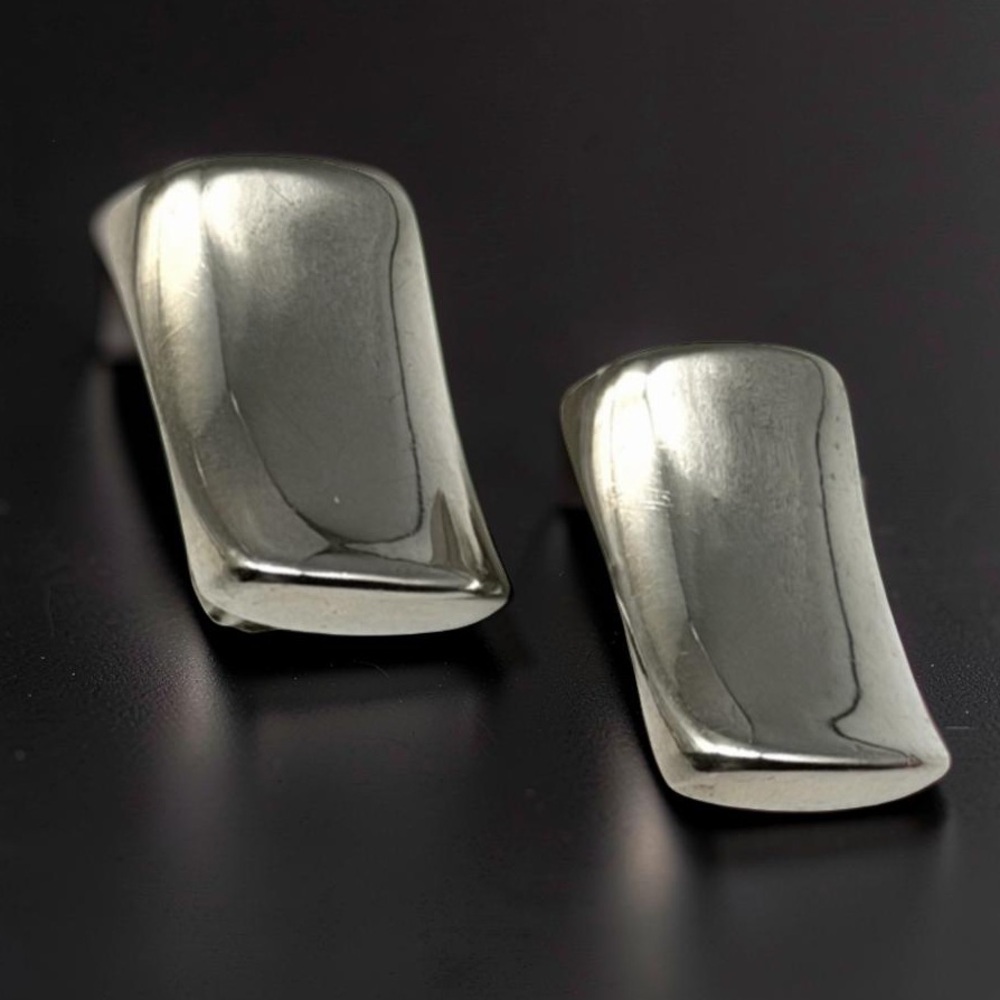 Simon Sebbag Design 925 Sterling Silver Electroform Rectangular Clip On Earrings